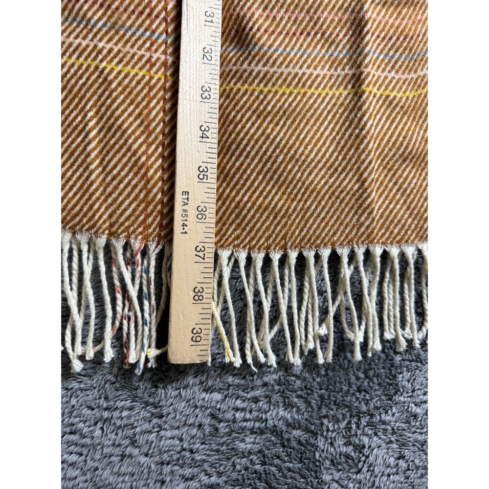 Madewell Acrylic Knit Fringe Scarf Brown Striped Wrap Shawl Boho 74"x54" - Picture 5 of 6
